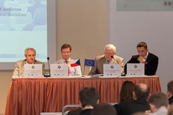 Figure 1: Plenary session chairs (from left): Prof. Panagiotis Bamidis, Dr. Simon Wilkinson, Prof. Stanislav Štípek and Dr. Daniel Schwarz