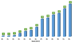Figure 1. Cumulative number of case reports shared at faculty's portal during first round of the project
