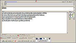 Figure 5. Question editing panel (F) displays question n. 1011. Subject: Biology, topic: Cell, question stem: tRNA, number of distractors: 5, correct answer: C, last used: 11/03/2015, number of usages: 5, format of the question: MC, value of the question: 1 point