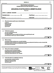 Figure 7. An example of the first page of the printed examination paper. The letter of the alphabet, indicating selection for the correct answer, is to be written into the rectangle located at the right-hand side of each question