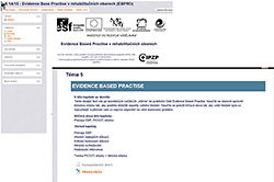Figure 1. Setting of the e-learning course EBP in rehabilitation fields. In topic 5, students learn how to formulate the PICOT question in the right way so that the question expresses important aspects of search